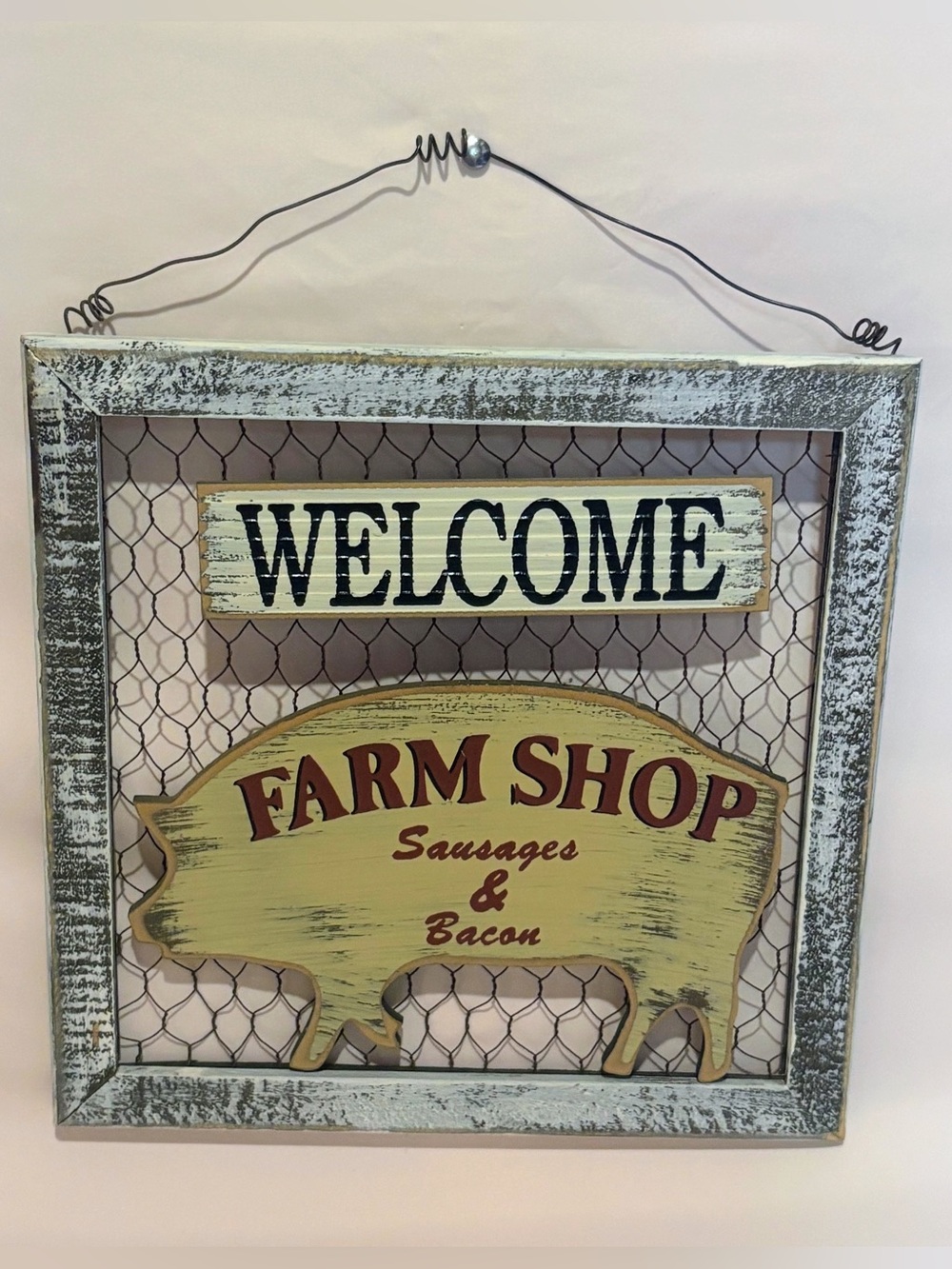 Rustic Farm Shop Welcome Pig Sign